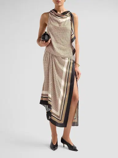 A.L.C. Women's Reign Border Print Draped Midi Skirt - Black Caramel Dotted | Thumbnail 2 A.L.C. Women's Reign Border Print Draped Midi Skirt - Black Caramel Dotted | Thumbnail 2