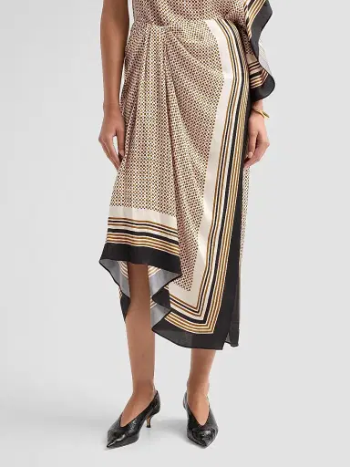 A.L.C. Women's Reign Border Print Draped Midi Skirt - Black Caramel Dotted | Thumbnail 4 A.L.C. Women's Reign Border Print Draped Midi Skirt - Black Caramel Dotted | Thumbnail 4