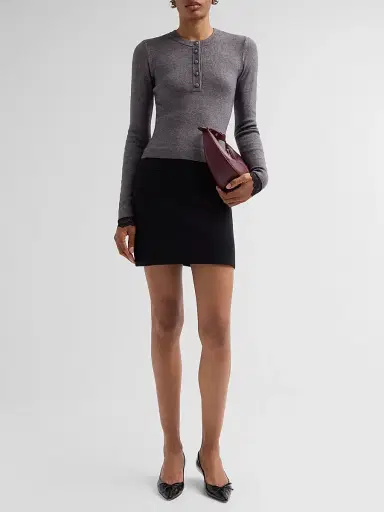 Generation Love Women's Olivia Lace-Trim Henley Sweater - Heather Charcoal Black | Thumbnail 2 Generation Love Women's Olivia Lace-Trim Henley Sweater - Heather Charcoal Black | Thumbnail 2
