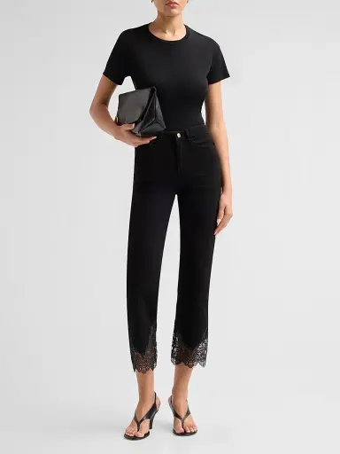 Generation Love Women's Bellatrix High-Rise Lace-Cuff Crop Jeans - Jet Black | Thumbnail 2 Generation Love Women's Bellatrix High-Rise Lace-Cuff Crop Jeans - Jet Black | Thumbnail 2