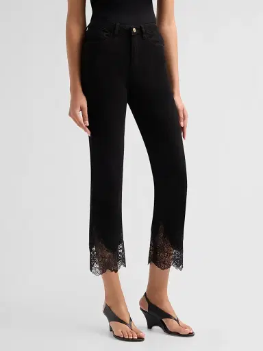 Generation Love Women's Bellatrix High-Rise Lace-Cuff Crop Jeans - Jet Black | Thumbnail 4 Generation Love Women's Bellatrix High-Rise Lace-Cuff Crop Jeans - Jet Black | Thumbnail 4