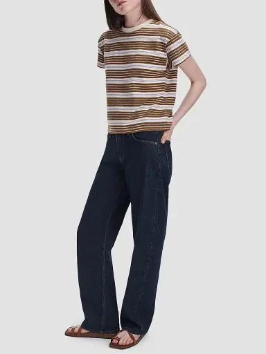 rag & bone Women's Kelly Striped Cotton Boxy T-Shirt - Brown Multi | Thumbnail 2 rag & bone Women's Kelly Striped Cotton Boxy T-Shirt - Brown Multi | Thumbnail 2