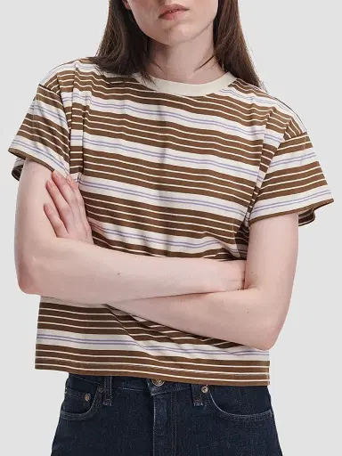 rag & bone Women's Kelly Striped Cotton Boxy T-Shirt - Brown Multi | Thumbnail 4 rag & bone Women's Kelly Striped Cotton Boxy T-Shirt - Brown Multi | Thumbnail 4