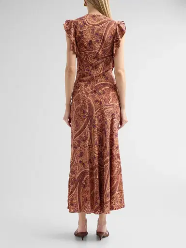 Ulla Johnson Women's Ameline Ruffled Paisley Silk Midi Dress - Rosette | Thumbnail 3 Ulla Johnson Women's Ameline Ruffled Paisley Silk Midi Dress - Rosette | Thumbnail 3