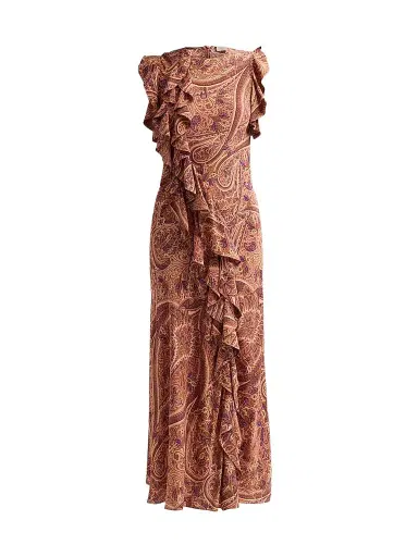 Ulla Johnson Women's Ameline Ruffled Paisley Silk Midi Dress - Rosette | Thumbnail 1 Ulla Johnson Women's Ameline Ruffled Paisley Silk Midi Dress - Rosette | Thumbnail 1