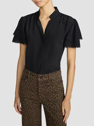 Frame Women's Arcadia Silk Short-Sleeve Top | Thumbnail 2 Frame Women's Arcadia Silk Short-Sleeve Top | Thumbnail 2