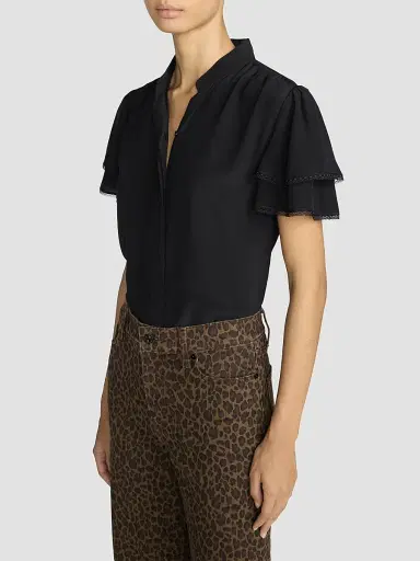 Frame Women's Arcadia Silk Short-Sleeve Top | Thumbnail 5 Frame Women's Arcadia Silk Short-Sleeve Top | Thumbnail 5