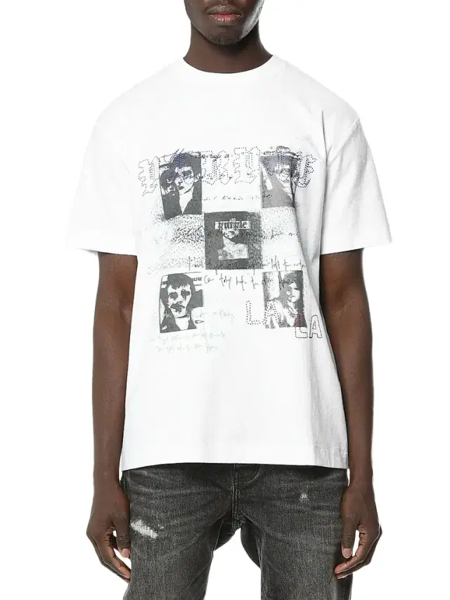 Men's Textured Jersey Crystal-Logo Graphic T-Shirt - White Men's Textured Jersey Crystal-Logo Graphic T-Shirt - White