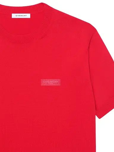Givenchy Men's Couture Seam T-Shirt in Knit with Gros Grain Detail - Vermillon | Thumbnail 4 Givenchy Men's Couture Seam T-Shirt in Knit with Gros Grain Detail - Vermillon | Thumbnail 4
