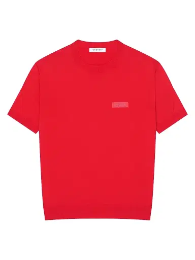 Givenchy Men's Couture Seam T-Shirt in Knit with Gros Grain Detail - Vermillon | Thumbnail 1 Givenchy Men's Couture Seam T-Shirt in Knit with Gros Grain Detail - Vermillon | Thumbnail 1