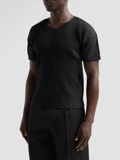 Homme Plissé Issey Miyake Men's Basic Knit Shirt - Black | Thumbnail 4 Homme Plissé Issey Miyake Men's Basic Knit Shirt - Black | Thumbnail 4
