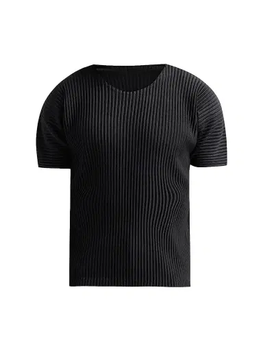 Homme Plissé Issey Miyake Men's Basic Knit Shirt - Black | Thumbnail 1 Homme Plissé Issey Miyake Men's Basic Knit Shirt - Black | Thumbnail 1