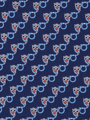 Ferragamo Men's Owl Gancio Silk Tie - Navy | Thumbnail 4 Ferragamo Men's Owl Gancio Silk Tie - Navy | Thumbnail 4