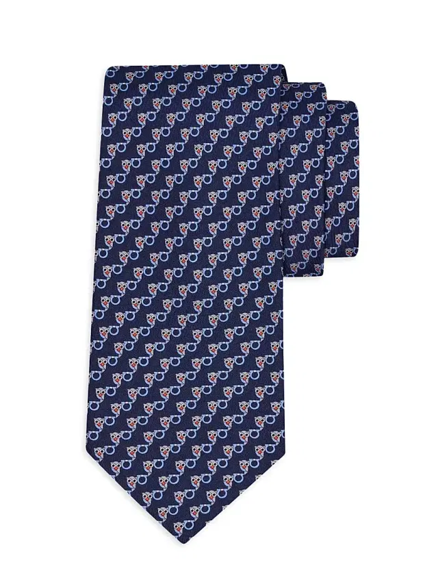 Men's Owl Gancio Silk Tie - Navy Men's Owl Gancio Silk Tie - Navy