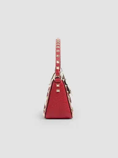 Valentino Garavani Women's Rockstud Crossbody Bag in Pony-Effect Calfskin Leather - White Marrone Red | Thumbnail 5 Valentino Garavani Women's Rockstud Crossbody Bag in Pony-Effect Calfskin Leather - White Marrone Red | Thumbnail 5