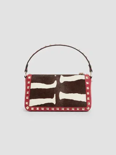 Valentino Garavani Women's Rockstud Crossbody Bag in Pony-Effect Calfskin Leather - White Marrone Red | Thumbnail 6 Valentino Garavani Women's Rockstud Crossbody Bag in Pony-Effect Calfskin Leather - White Marrone Red | Thumbnail 6