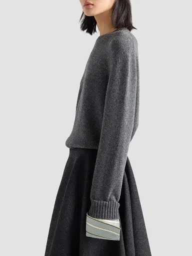 Prada Women's Wool and Cashmere Crew-Neck Sweater - Grey | Thumbnail 4 Prada Women's Wool and Cashmere Crew-Neck Sweater - Grey | Thumbnail 4
