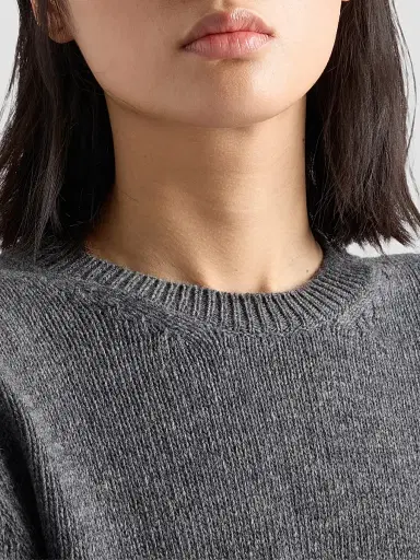Prada Women's Wool and Cashmere Crew-Neck Sweater - Grey | Thumbnail 6 Prada Women's Wool and Cashmere Crew-Neck Sweater - Grey | Thumbnail 6