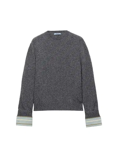 Prada Women's Wool and Cashmere Crew-Neck Sweater - Grey | Thumbnail 1 Prada Women's Wool and Cashmere Crew-Neck Sweater - Grey | Thumbnail 1