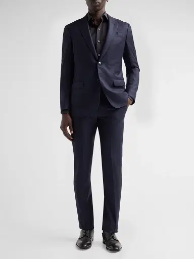 Giorgio Armani Men's Textured Wool Single-Breasted Suit - Night Sky | Thumbnail 2 Giorgio Armani Men's Textured Wool Single-Breasted Suit - Night Sky | Thumbnail 2