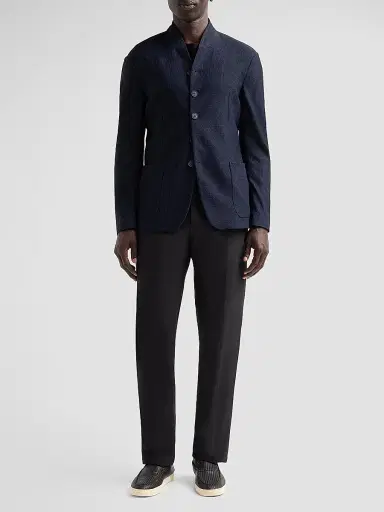 Giorgio Armani Men's Rice Stitch Jacket - Dark Navy | Thumbnail 2 Giorgio Armani Men's Rice Stitch Jacket - Dark Navy | Thumbnail 2