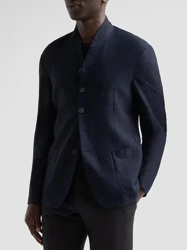 Giorgio Armani Men's Rice Stitch Jacket - Dark Navy | Thumbnail 4 Giorgio Armani Men's Rice Stitch Jacket - Dark Navy | Thumbnail 4
