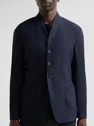 Giorgio Armani Men's Rice Stitch Jacket - Dark Navy | Thumbnail 5 Giorgio Armani Men's Rice Stitch Jacket - Dark Navy | Thumbnail 5