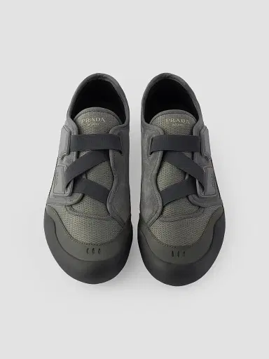 Prada Men's Speedrock Leather and Mesh Fabric Sneakers - Dark Grey | Thumbnail 2 Prada Men's Speedrock Leather and Mesh Fabric Sneakers - Dark Grey | Thumbnail 2