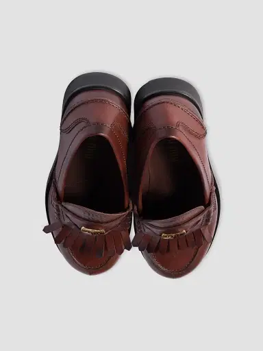 Miu Miu Women's Leather Loafers - Brown | Thumbnail 2 Miu Miu Women's Leather Loafers - Brown | Thumbnail 2