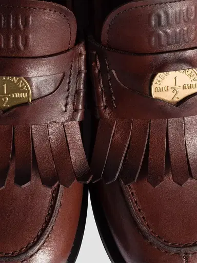 Miu Miu Women's Leather Loafers - Brown | Thumbnail 3 Miu Miu Women's Leather Loafers - Brown | Thumbnail 3
