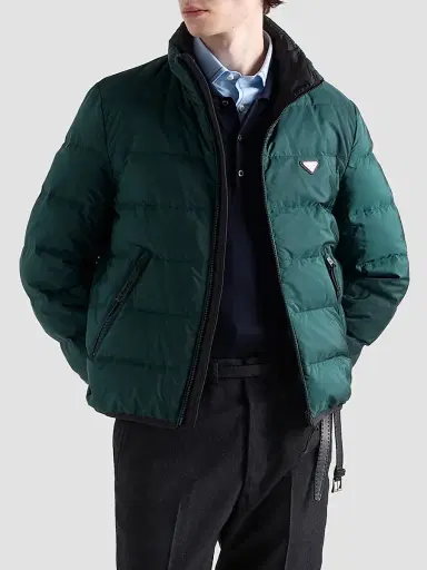 Prada Men's Medium-Weight Re-Nylon Down Jacket - Green | Thumbnail 3 Prada Men's Medium-Weight Re-Nylon Down Jacket - Green | Thumbnail 3
