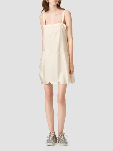 Miu Miu Women's Silk Dress - Beige Khaki | Thumbnail 2 Miu Miu Women's Silk Dress - Beige Khaki | Thumbnail 2
