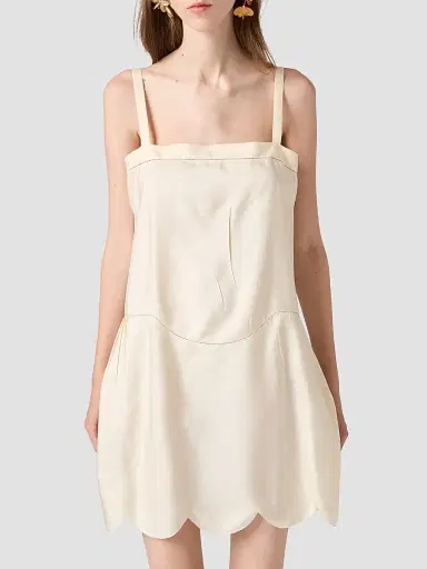 Miu Miu Women's Silk Dress - Beige Khaki | Thumbnail 3 Miu Miu Women's Silk Dress - Beige Khaki | Thumbnail 3