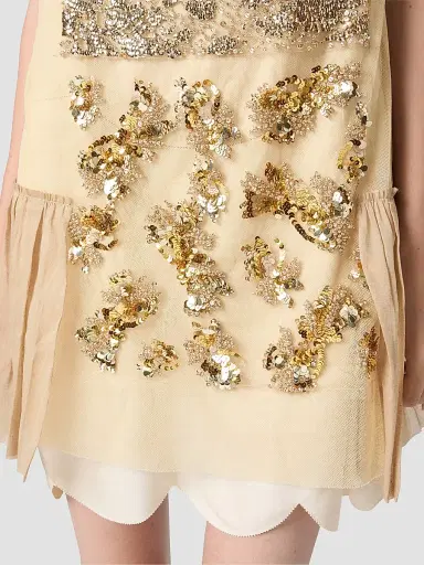 Miu Miu Women's Silk Dress - Beige Khaki | Thumbnail 6 Miu Miu Women's Silk Dress - Beige Khaki | Thumbnail 6