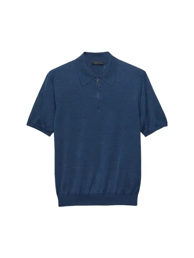 Men's Silk and Cotton Polo Shirt - Blue Men's Silk and Cotton Polo Shirt - Blue