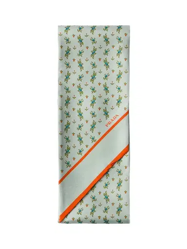 Prada Women's Printed Silk Twill Skinny Scarf | Thumbnail 1 Prada Women's Printed Silk Twill Skinny Scarf | Thumbnail 1