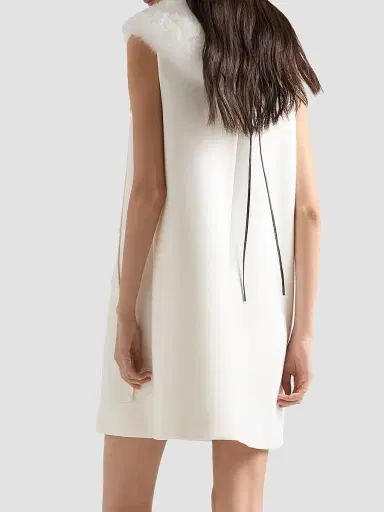 Prada Women's Embroidered Natté Fabric Mini Dress - White | Thumbnail 4 Prada Women's Embroidered Natté Fabric Mini Dress - White | Thumbnail 4