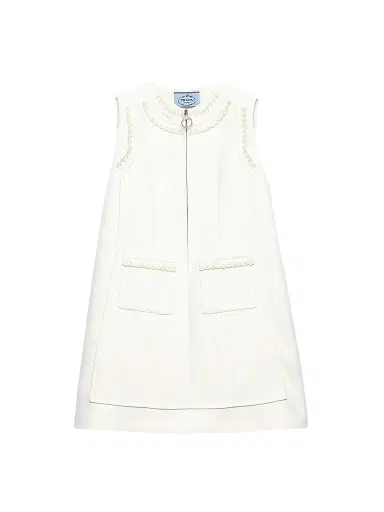 Prada Women's Embroidered Natté Fabric Mini Dress - White | Thumbnail 1 Prada Women's Embroidered Natté Fabric Mini Dress - White | Thumbnail 1