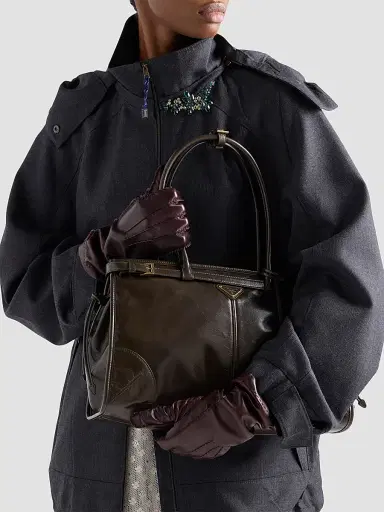 Prada Women's Bonnie Leather Top Handle Bag - Green | Thumbnail 3 Prada Women's Bonnie Leather Top Handle Bag - Green | Thumbnail 3