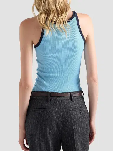 Prada Women's Ribbed Knit Tank Top - Blue | Thumbnail 3 Prada Women's Ribbed Knit Tank Top - Blue | Thumbnail 3