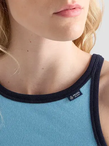 Prada Women's Ribbed Knit Tank Top - Blue | Thumbnail 5 Prada Women's Ribbed Knit Tank Top - Blue | Thumbnail 5