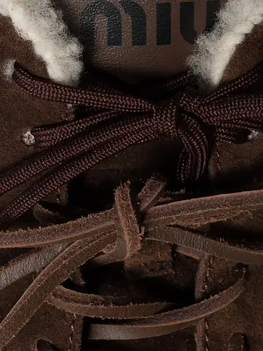 Miu Miu Women's Gymnasium Suede and Shearling Sneakers - Brown | Thumbnail 3 Miu Miu Women's Gymnasium Suede and Shearling Sneakers - Brown | Thumbnail 3
