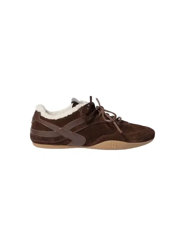 Women's Gymnasium Suede and Shearling Sneakers - Brown Women's Gymnasium Suede and Shearling Sneakers - Brown