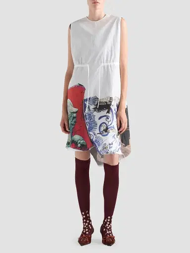 Prada Women's Printed Compact Fabric Dress - White | Thumbnail 2 Prada Women's Printed Compact Fabric Dress - White | Thumbnail 2