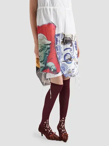Prada Women's Printed Compact Fabric Dress - White | Thumbnail 4 Prada Women's Printed Compact Fabric Dress - White | Thumbnail 4