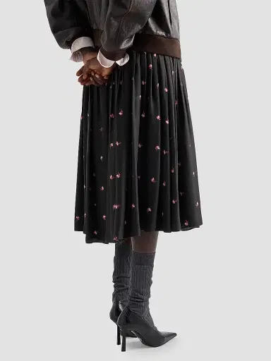 Prada Women's Floral Print Washed Silk Midi-Skirt - Pink Multicolor | Thumbnail 3 Prada Women's Floral Print Washed Silk Midi-Skirt - Pink Multicolor | Thumbnail 3