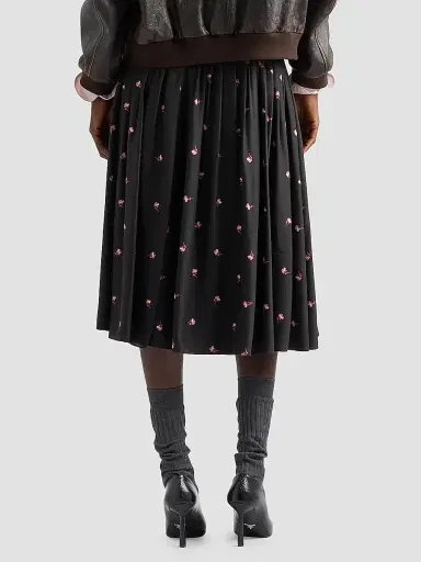 Prada Women's Floral Print Washed Silk Midi-Skirt - Pink Multicolor | Thumbnail 4 Prada Women's Floral Print Washed Silk Midi-Skirt - Pink Multicolor | Thumbnail 4