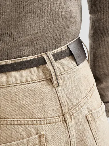 Brunello Cucinelli Women's Authentic Denim Wide Jeans with Monili - Sand | Thumbnail 6 Brunello Cucinelli Women's Authentic Denim Wide Jeans with Monili - Sand | Thumbnail 6