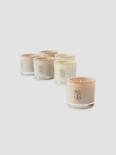 Brunello Cucinelli Set of Six Place Card Candles in Glass Holders with Logo | Thumbnail 2 Brunello Cucinelli Set of Six Place Card Candles in Glass Holders with Logo | Thumbnail 2