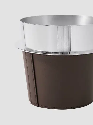 Brunello Cucinelli Silver-Plated Steel and Leather Ice Bucket - Cigar | Thumbnail 2 Brunello Cucinelli Silver-Plated Steel and Leather Ice Bucket - Cigar | Thumbnail 2